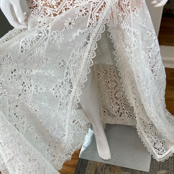 New NWT Bronx and Banco Adele Gown White Lace Maxi Dress XSmall XS Sheer Eyelet - Picture 8 of 16